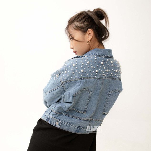 READY AMR ORIGINAL - 9010 / 9002 PEARL POCKET - JACKET JEANS LOVE (JJ) - CROP DD - JAKET JEANS WANIT