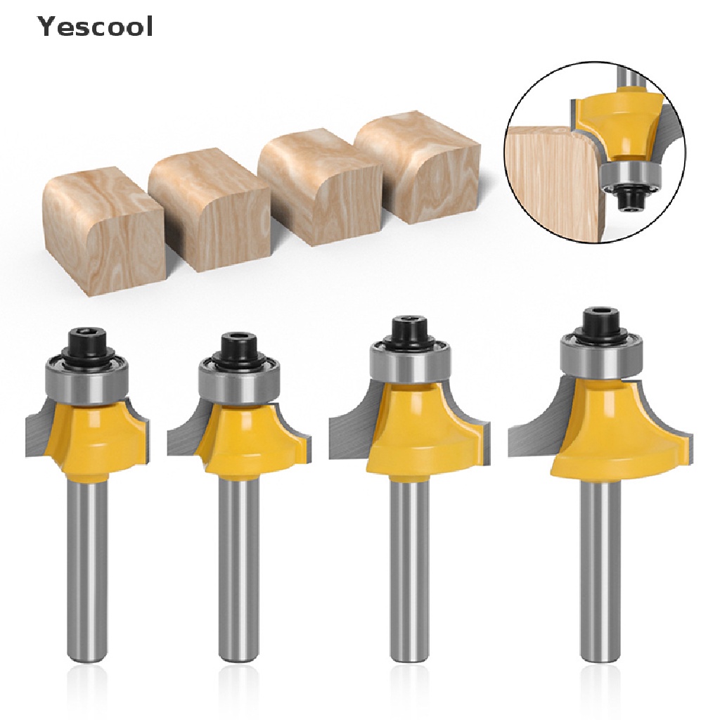 Yescool Mata Profil Ujung Bulat Shank 6mm / 1 / 4 Dengan Bearing Milling Cutter