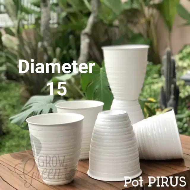 Pot tawon pirus D. 151 / pot diameter 15 - pot taman putih