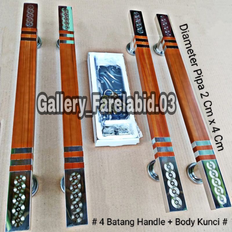 4 Pcs Handle Pintu Rumah Stainless Steel 1 Meter Set Kunci Gagang Tarikan Pintu Minimalis 100 Cm Pegangan Pintu Kupu Tarung