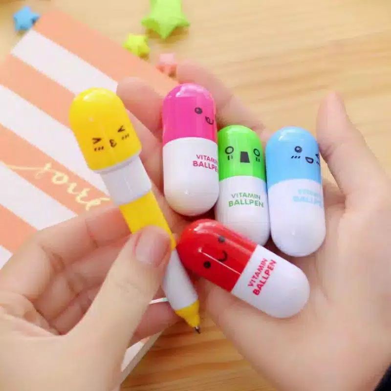 

C1 Bolpoin Kapsul Unik | Bolpen Tarik Vitamin | Polpen Lucu Edukasi Anak SD SMP SMA SMU