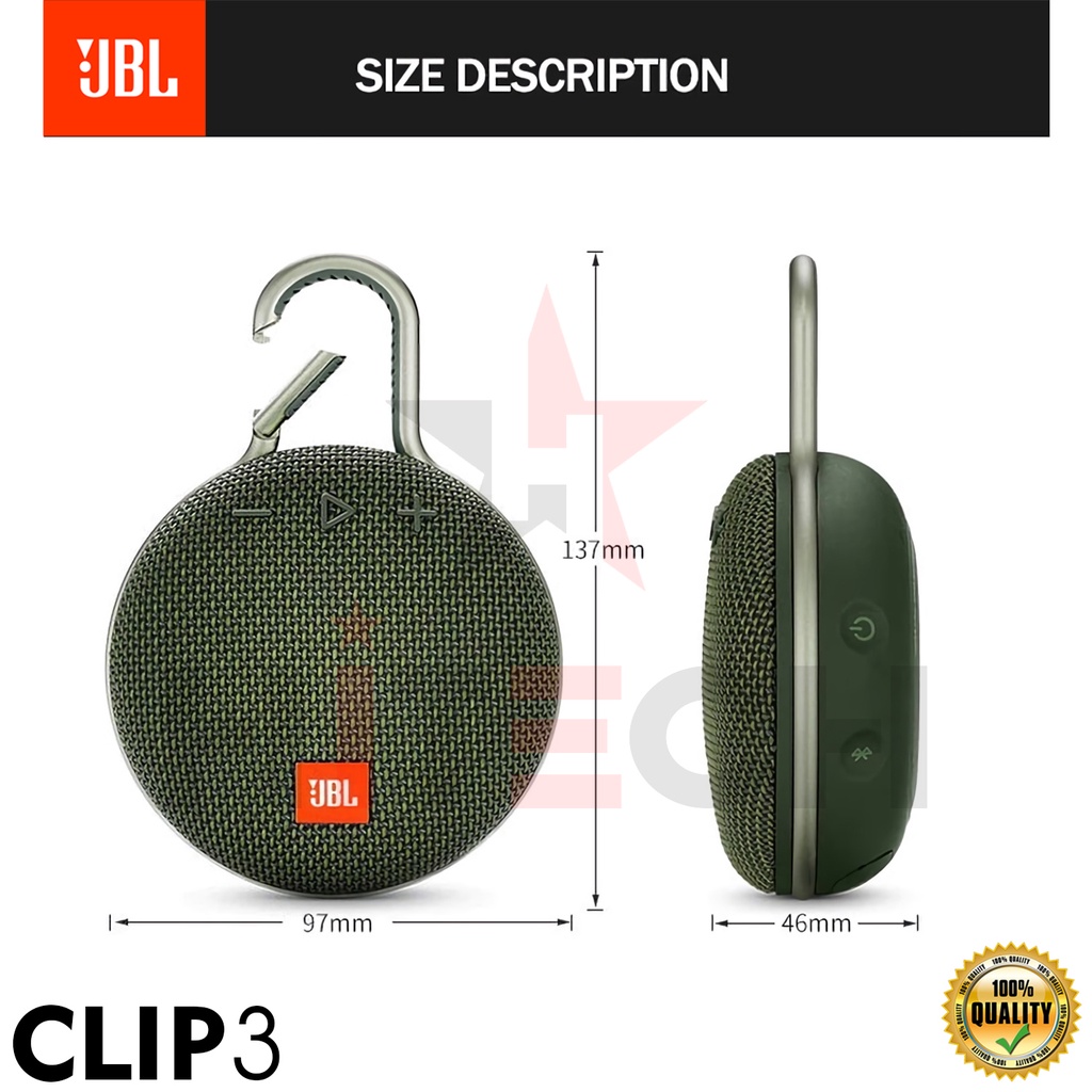 Speaker Portable JBL CLIP3 Wireless Bluetooth JBL Clip3 IPX7