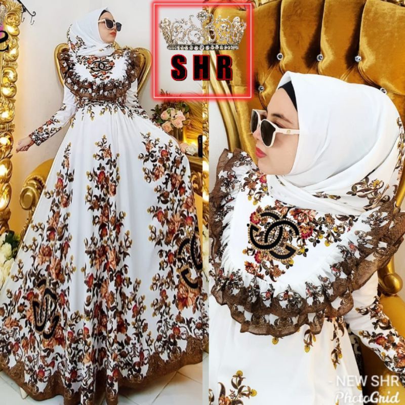 Maxi dress scuba white SHR ORI