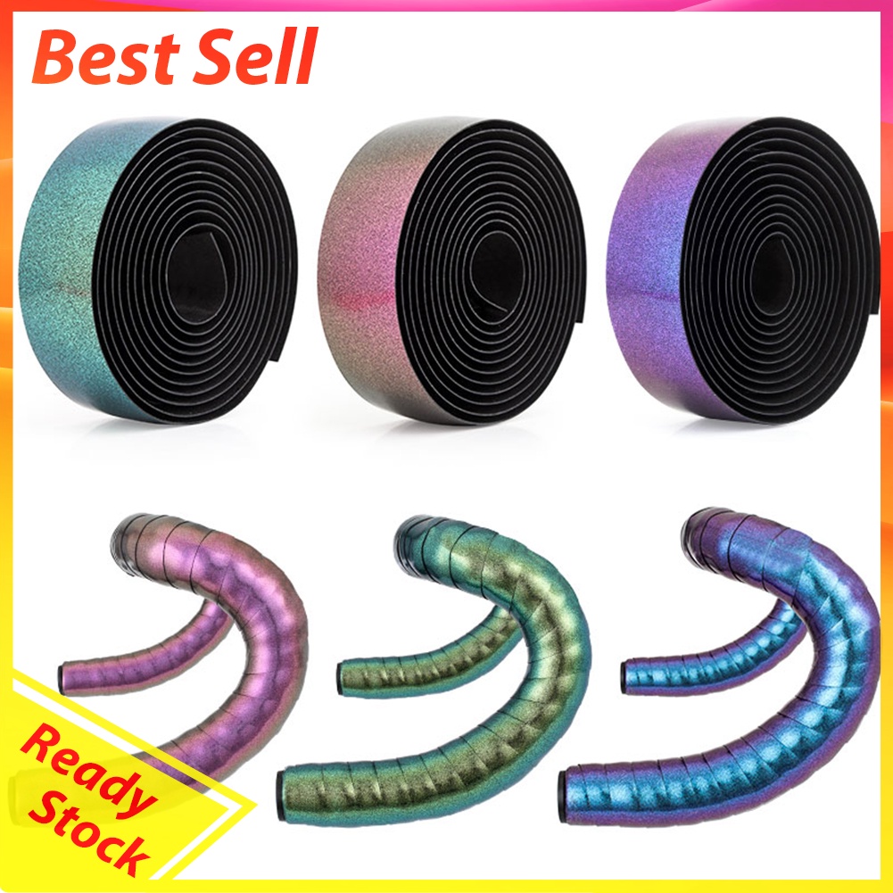 1 Pair Road Bike Gradient Handlebar Tape with Handlebar Plugs Bar Belts