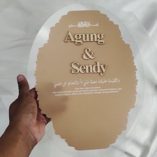 Mahar Akrilik Brush Print UV untuk dekorasi aksesoris mahar