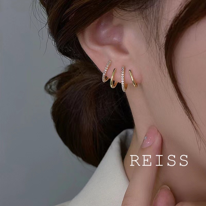 Anting Tusuk Gantung Bahan Sterling Silver 925 Desain Geometri 4 Efek Gaya Korea Untuk Wanita