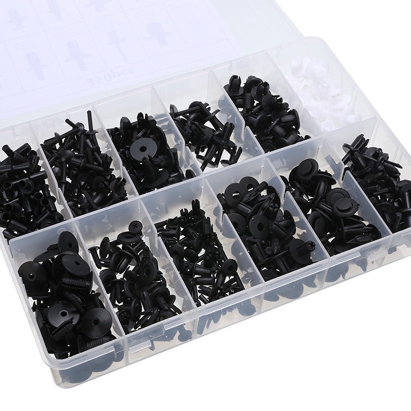 Taffware Baut Rivet Mobil Universal Car Push Pin Fasteners Clip 350 PCS - HE09 - Black