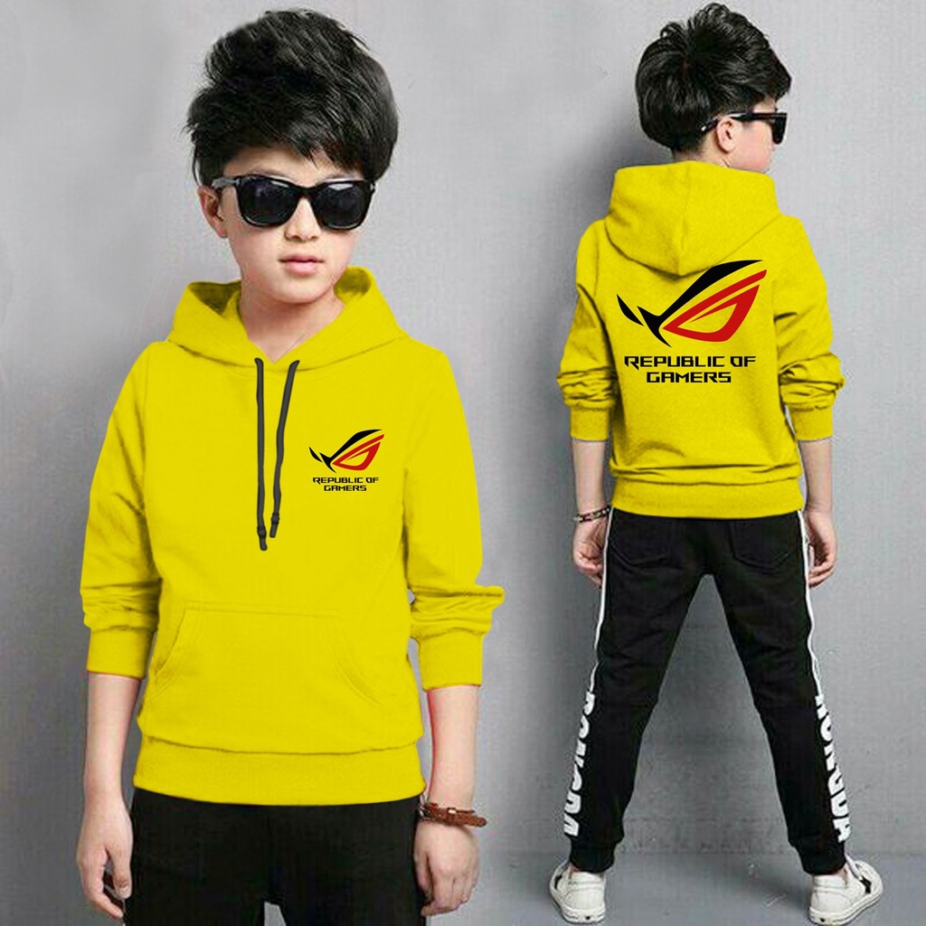 Jaket Anak Laki Laki/Jaket Anak Terbaru/Hoodie Anak Rog Gaming Bahan Fleece Tebal 4-11 TAHUN