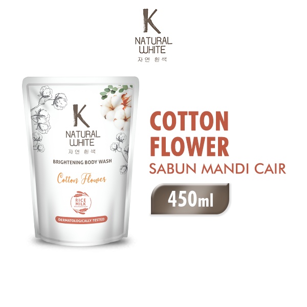 K Natural White Sabun Mandi Cair Cotton Flower Pouch 400 ml