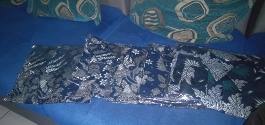 Bswart Batik Hrb026 Kenongo Hem Batik Daun Biru Kemeja Batik Pria