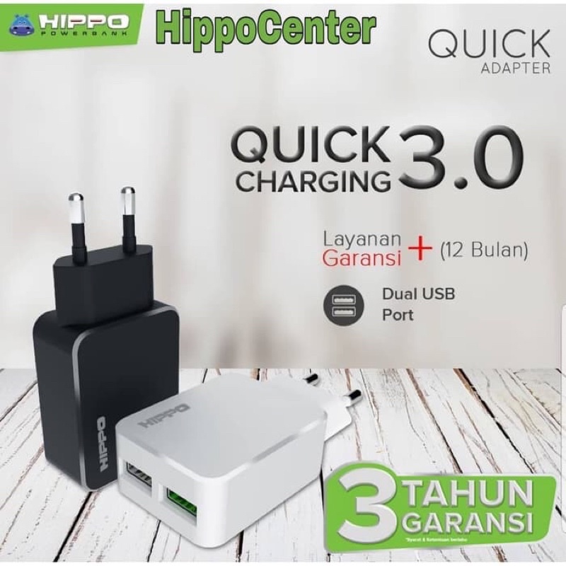 Hippo Quick Adaptor Charger Fast Charging 3.0 Batok Quick Charge VP ORIGINAL Garansi Resmi