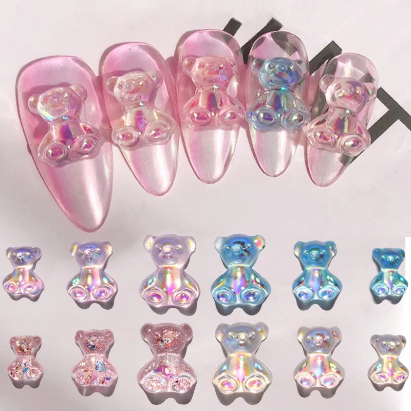 [Featured] 1 Pc Aurora Kawaii Bear Accessories Resin Nail Crafts