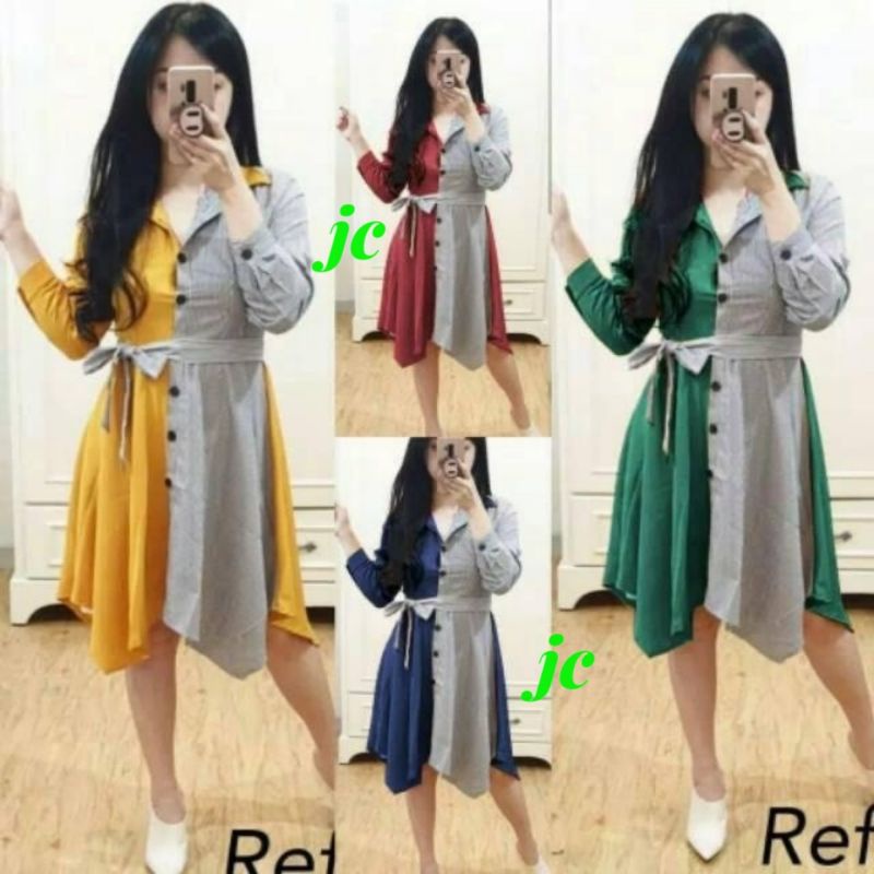 JCMP - Dress REFE / Longhem Tunik Terbaru / Dress Elegant Wanita Lengan Panjang