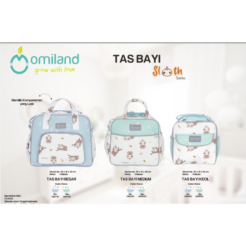 Omiland SLOTH Tas Bayi Besar / Sedang / Kecil Saku Print Sloth Series