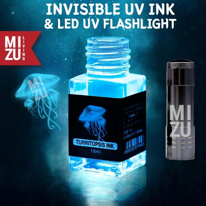 

(COD) MIZU TURRITOPSIS UV Invisible Fountain Pen Ink + UV Light Tinta+Senter BERMUTU Kode 467