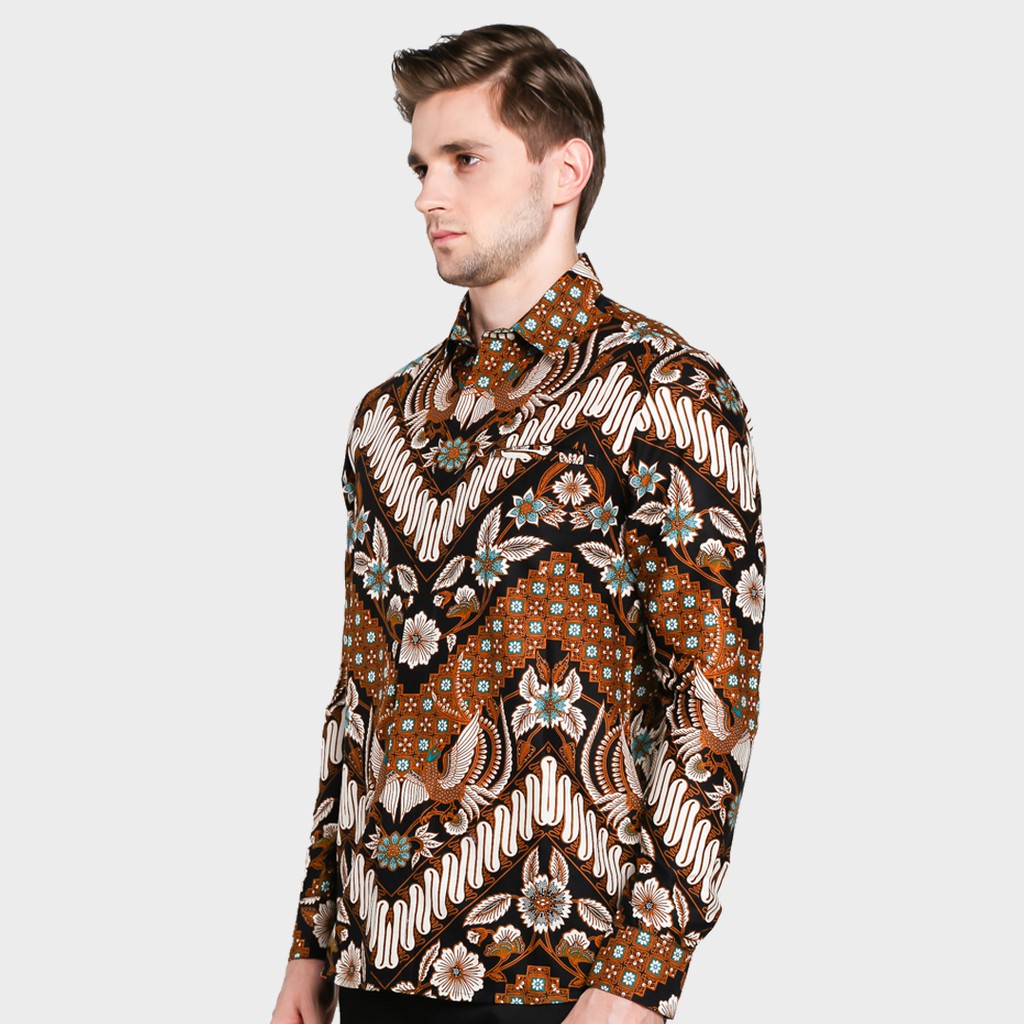 KERJA POLOS PRIA WANITA MURAH - Jayashree Batik Brama Slimfit Longsleeve Pria - Hitam, XXL