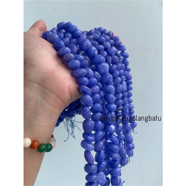 manik Batu alam soft purple agate Beads 14 x 12mm bahan gelang kalung