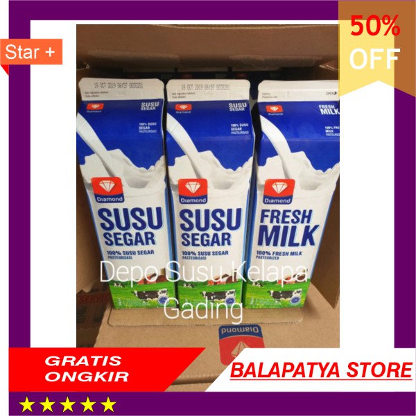 

TERMURAH Susu Diamond Full Cream 6 pcs karton Diamond Fresh Milk segar plain