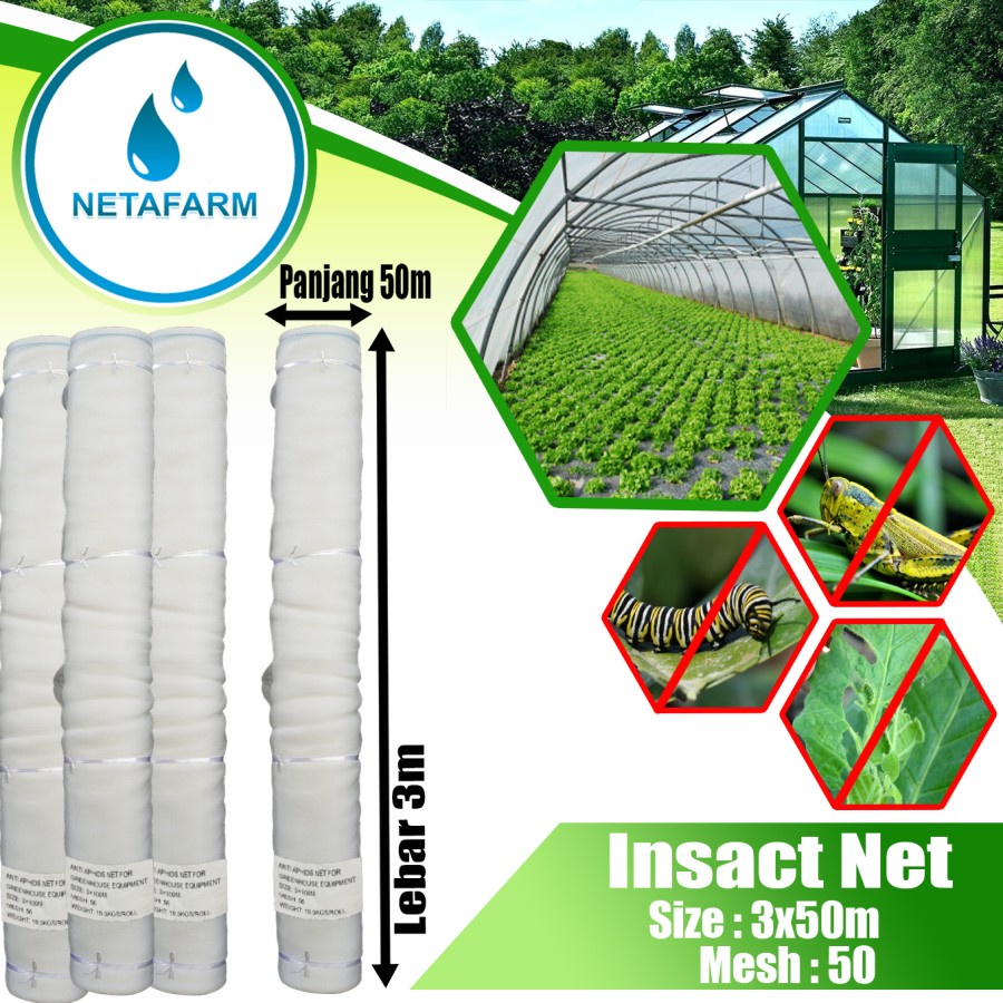 Insect Net Putih Jaring Serangga Insectnet mesh 50 3x50mtr - 1 Roll