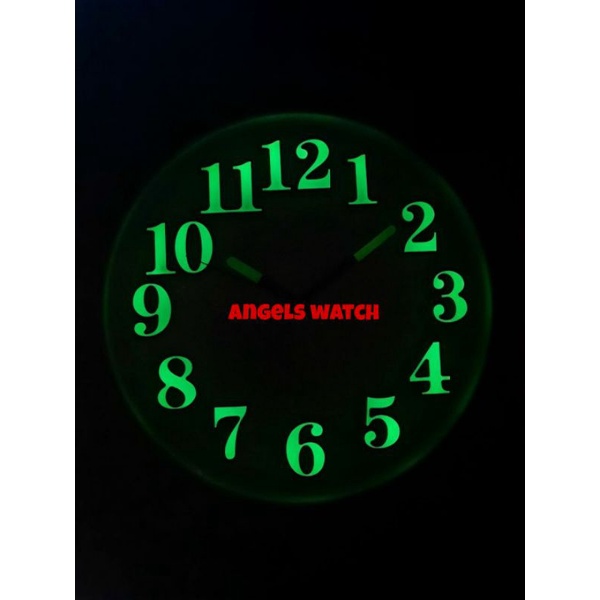 angelswatch jam dinding glow in the dark murah/ jam dinding nyala dalam gelap/ jam dinding putih minimalist angka timb