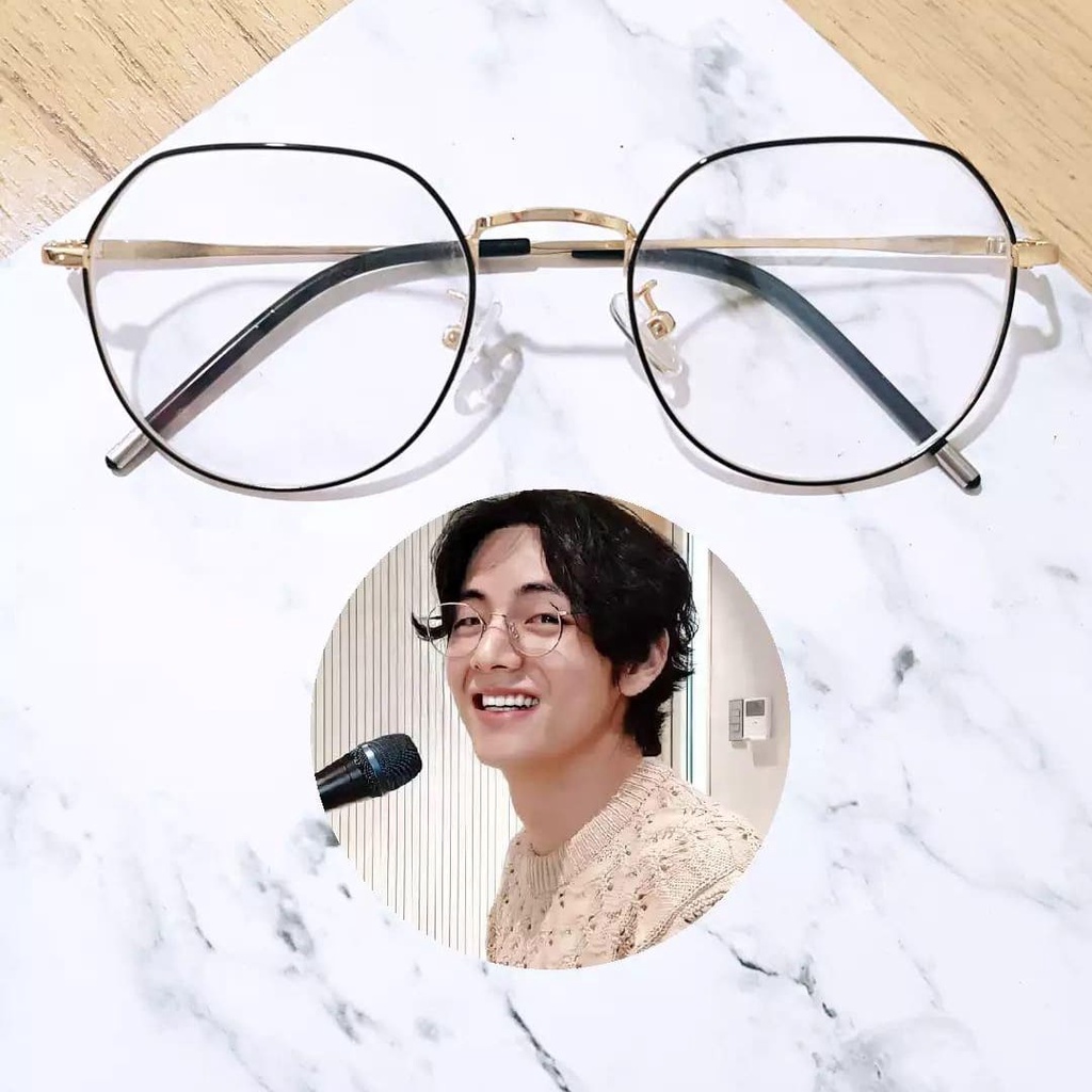 Kacamata Pria Wanita Kacamata Korea Frame Kacamata Tipis Kacamata Hitam Emas