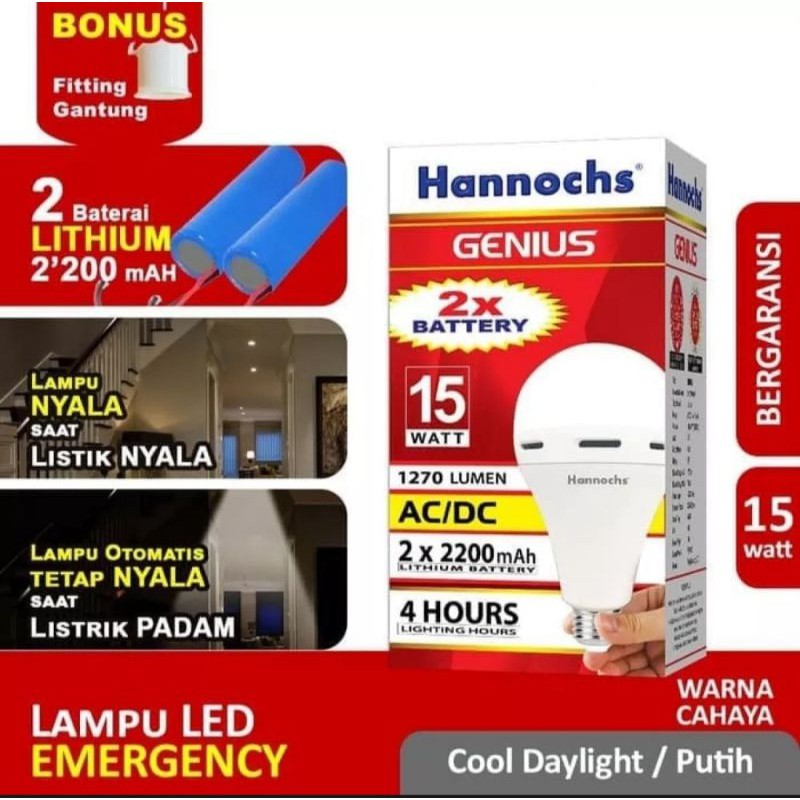 LAMPU EMERGENCY LED HANNOCHS GENIUS 15W 15WATT 15 W / LAMPU LED HANNOCHS GENIUS 15W 15WATT 15 WATT