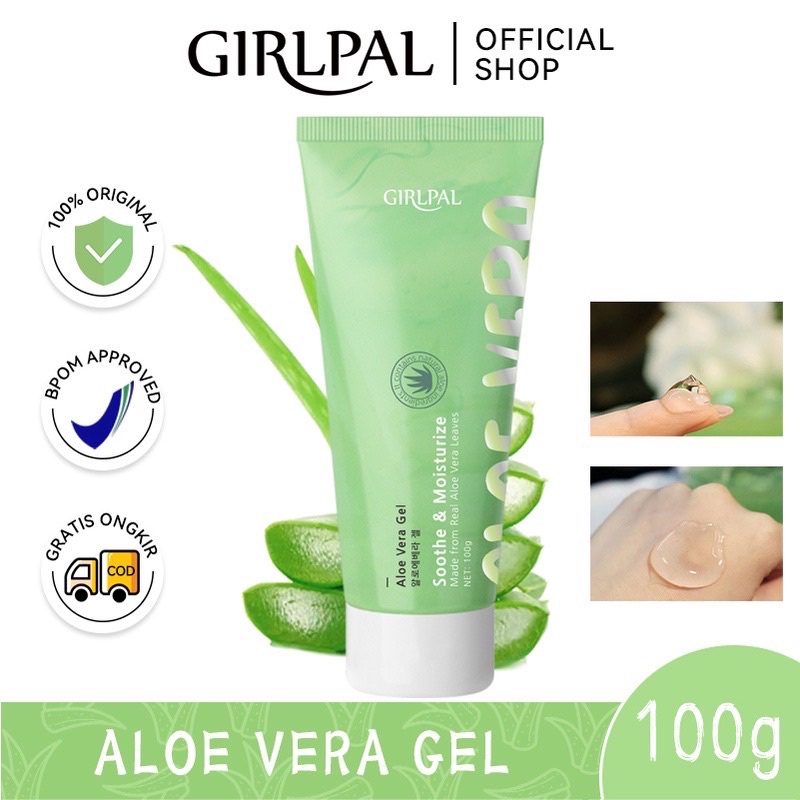 BISA COD - [BPOM] GIRLPAL Aloe Vera Gel 100g Soothing &amp; Moisture ( Wajah &amp; Body )