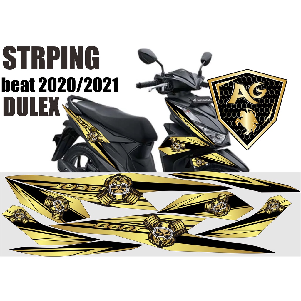 stiker motor beat DULEX 2021 2020  Sticker Striping Motor Beat Street / Beat Fi Esp / Beat Iss / Beat Fi New 2020 / 2021- Stiker Variasi gold