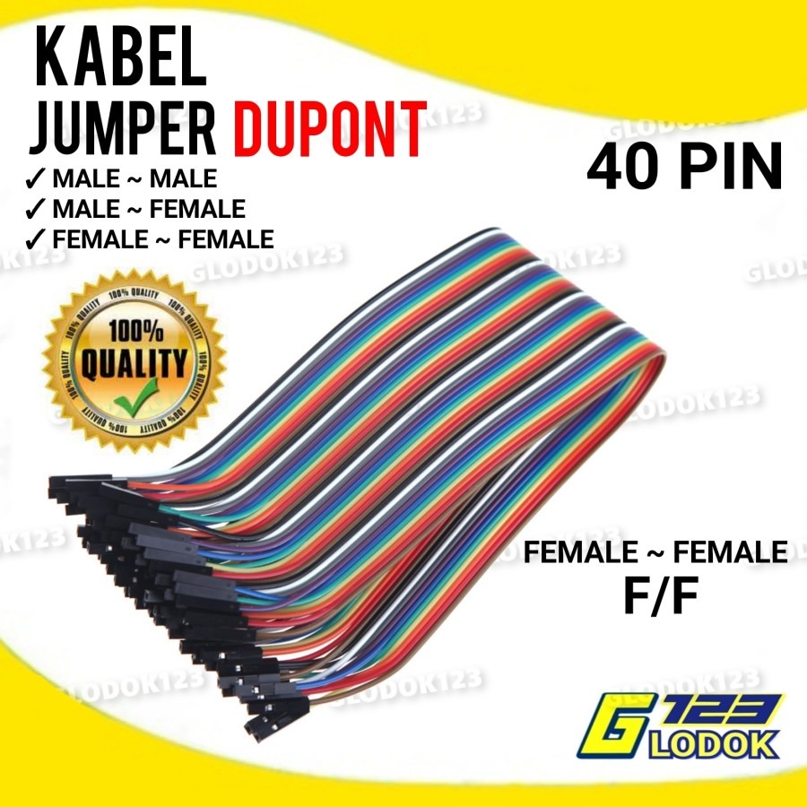 40Pcs Jumper Cable Kabel 20cm Male to Male, Female to Female Arduino