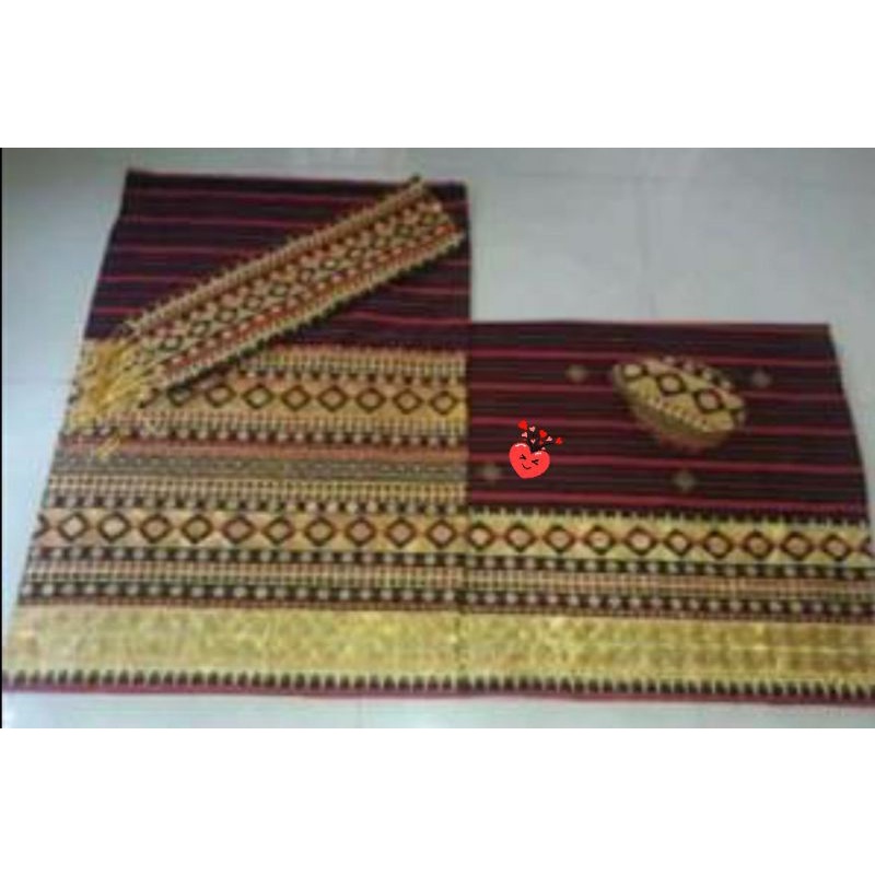 mama papa set peci (custom) tapis lampung benang bordir kain tenun