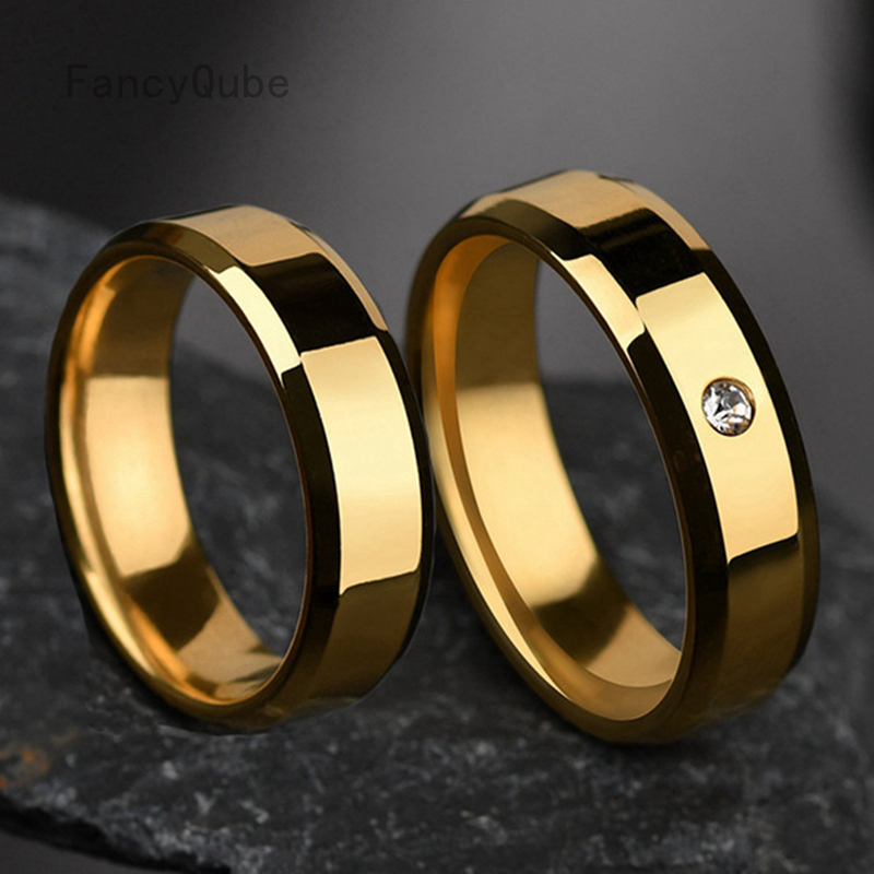 New Luxury 18K Gold Wedding Rings Simple Design Couple Alliance Ring Lover Rings Couple Rings 1pcs