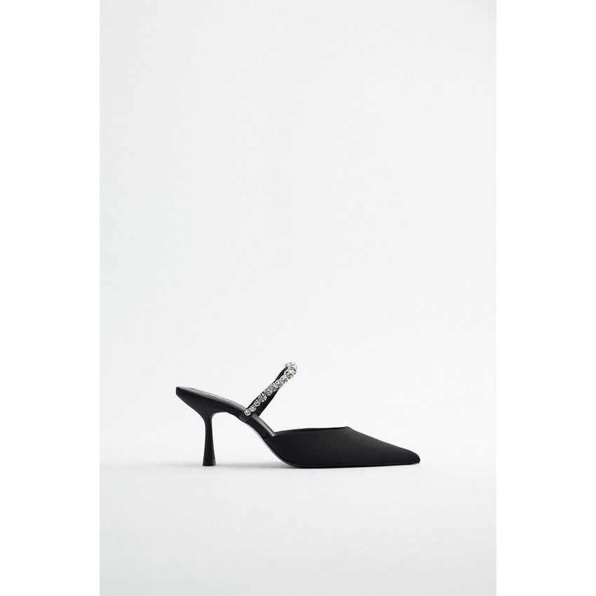 Zara Rhinestone Heeled Mules High Heels Heel Shoes 008511