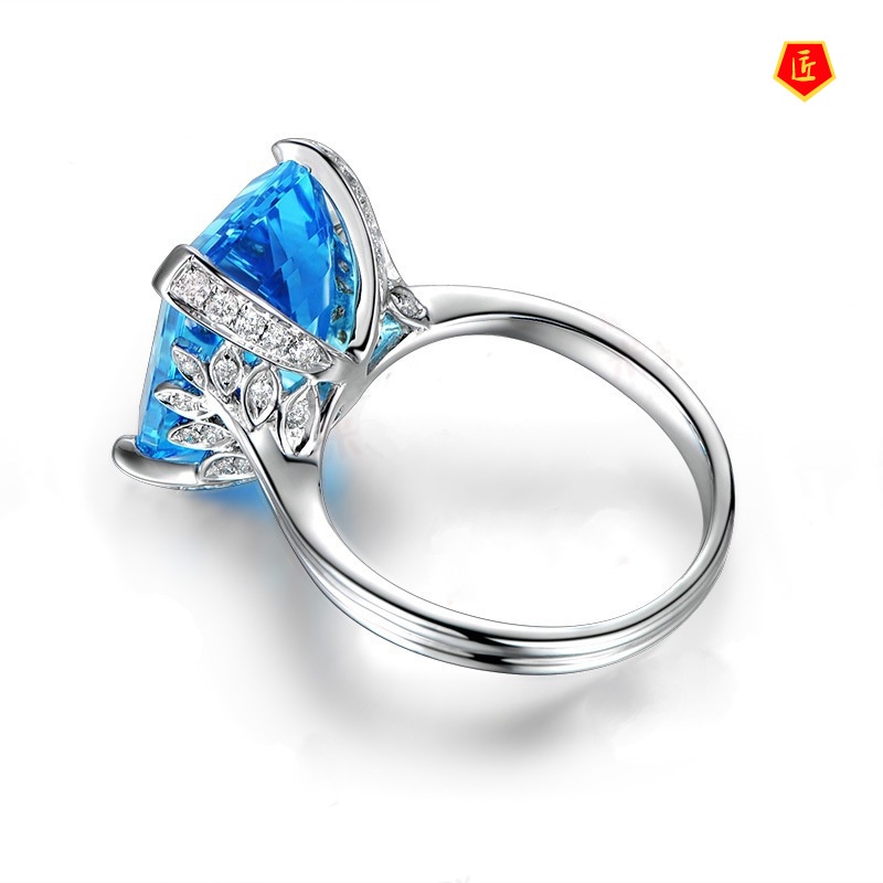 [Ready Stock]Topaz Sapphire Diamond Ring Simple Fashion