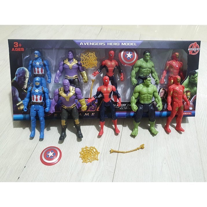 MAINAN ROBOT FIGURE AVENGERS KARET THANOS SPIDERMAN HULK DLL SET ISI 5