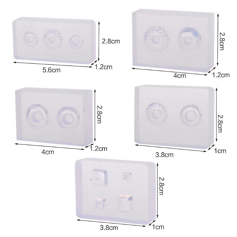 Siy 5pcs / Set Cetakan Resin Epoxy Bentuk Kubus Dengan Lubang Untuk Membuat Perhiasan Handmade Diy