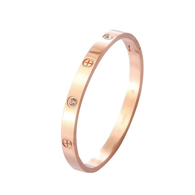 OPK Wanita Gelang Titanium Baja Rose Gold / Emas Cinta Wanita Gelang Aksesoris Perhiasan Kasual Halus dan Sederhana Bracelet For