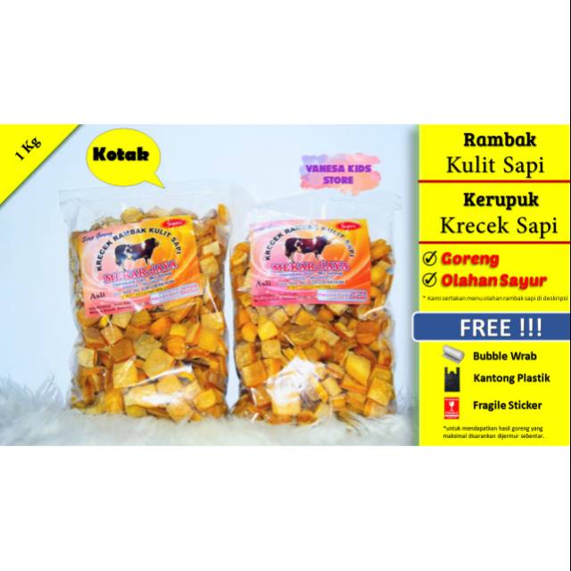 

Krupuk kulit sapi mentah/rambak kulit sapi siap goreng/krecek kulit sapi mentah 1 kg