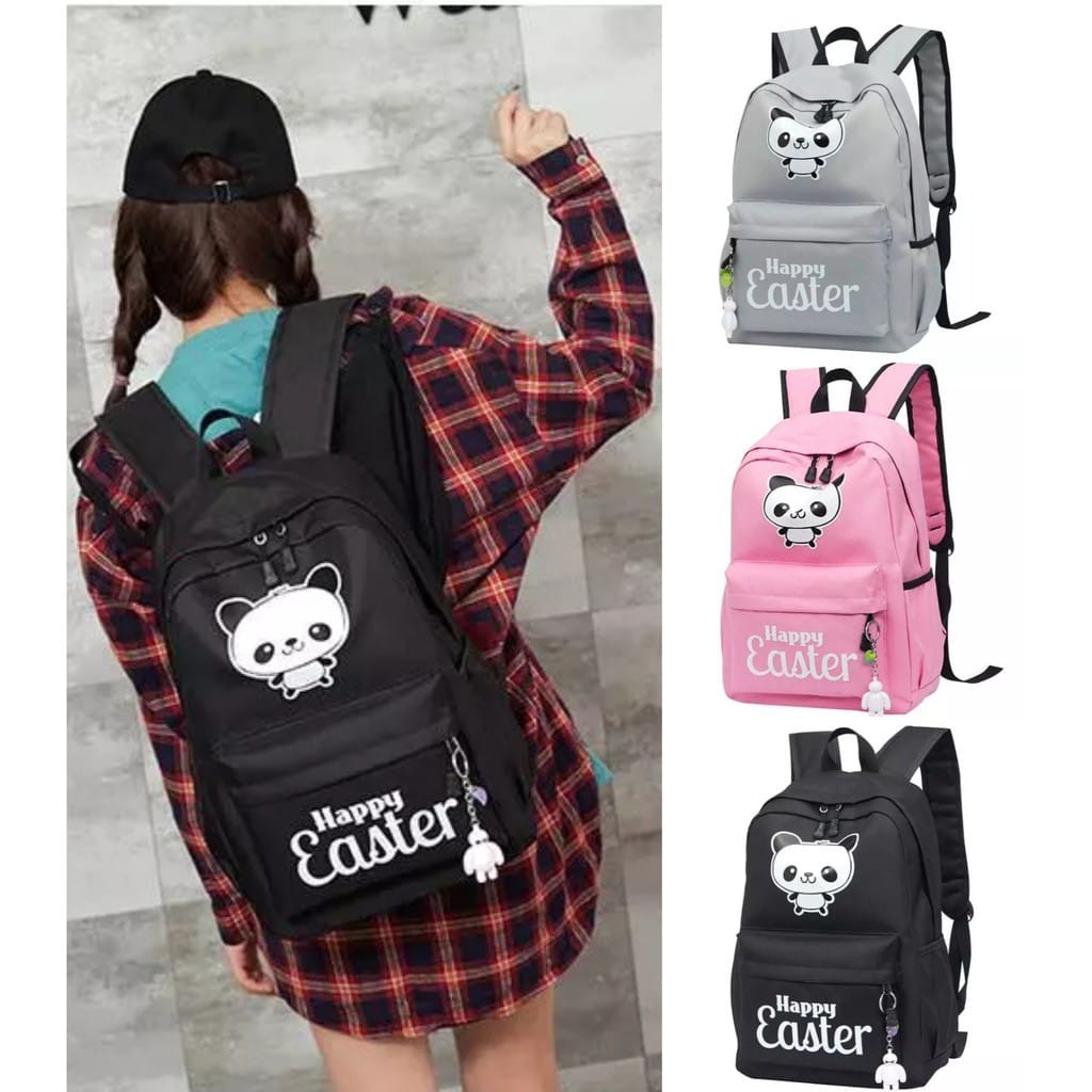 KSO_BAG - Tas Ransel Anak WanitaTerbaru 2021 Kekinian Backpack Motif Carakter HAPPY EASTER Termurah