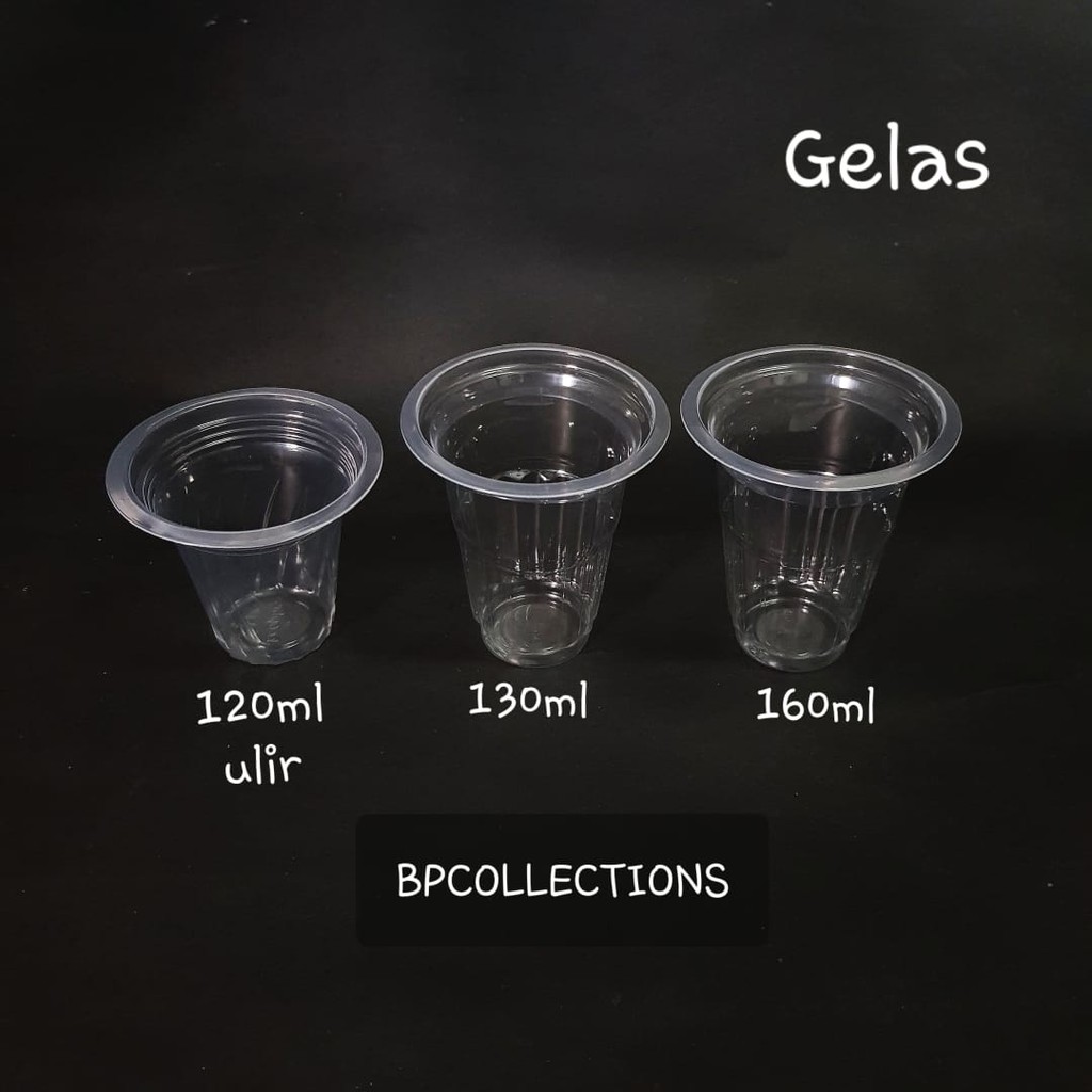 50pcs Gelas Plastik Bening Cup 120ml 130ml 160ml 220ml Aqua Ulir Ml Gelas Kopi Frutang Ice Ecer 6777