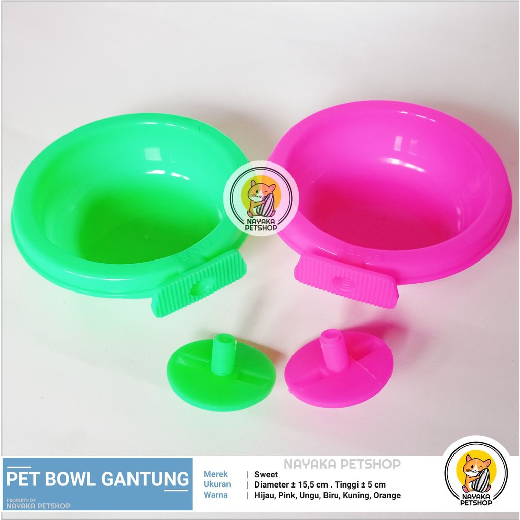 Pet Bowl Gantung Piring Tempat Wadah Makan Minum Hewan Kucing Kelinci