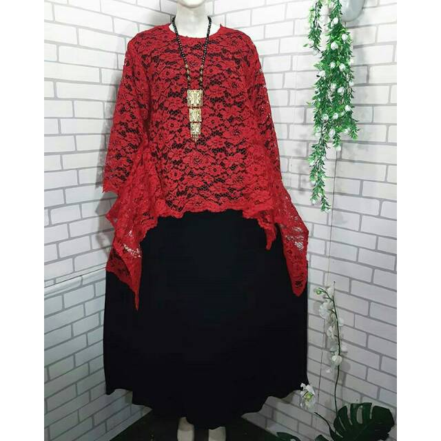 kebaya jumbo outer ld 130 cm merah, kuning, cream, pink, salem, maroon