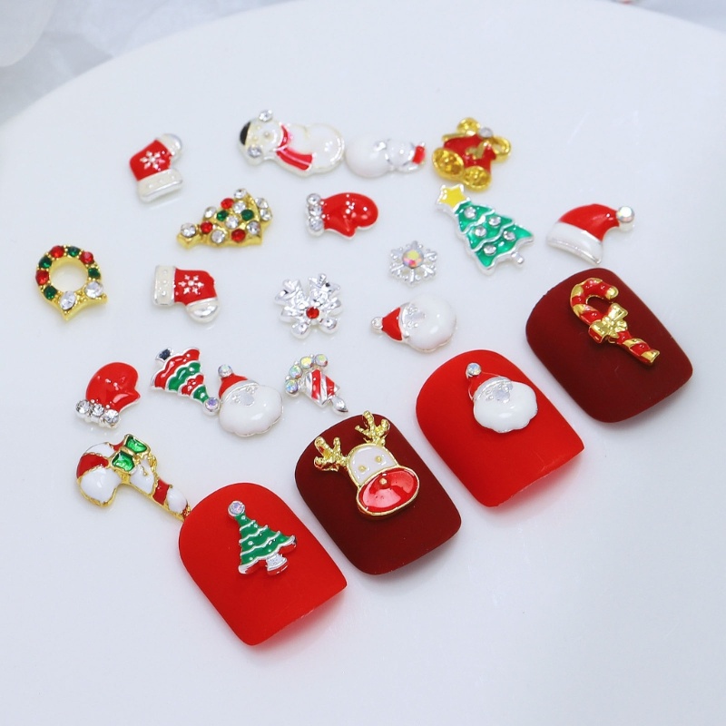 Zzz 1 Kantong Hiasan Kuku Bentuk Santa Claus / Rusa / Snowman Bahan Alloy Untuk Nail Art