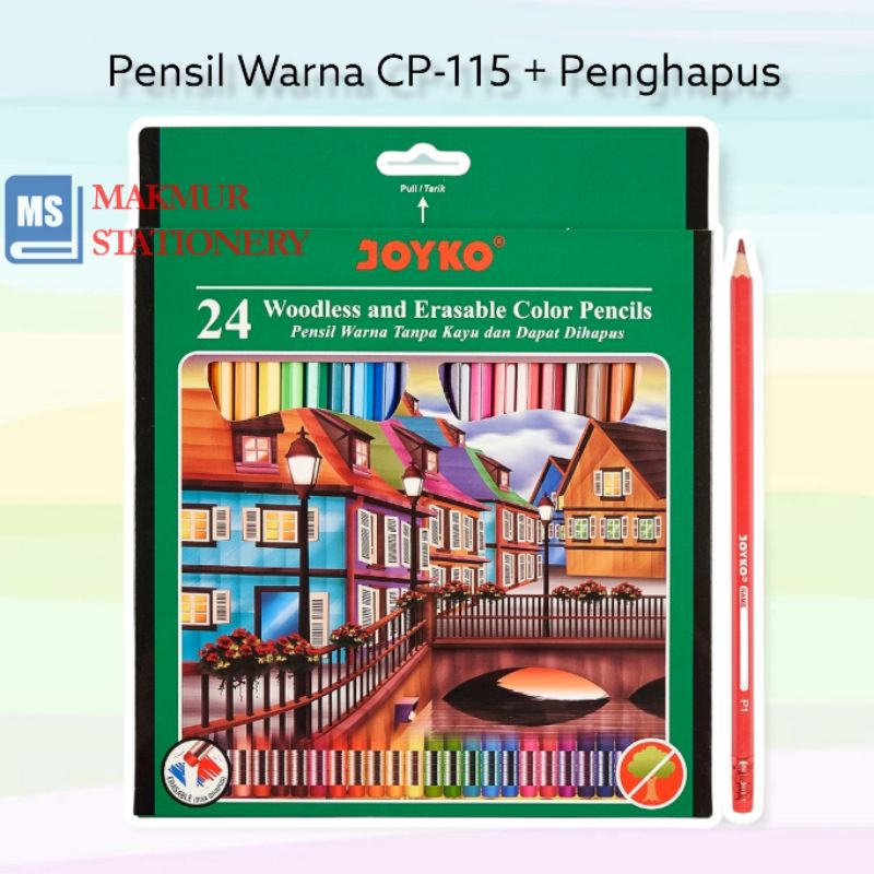 

Pensil Warna Joyko Panjang 24 Warna + Penghapus CP 115