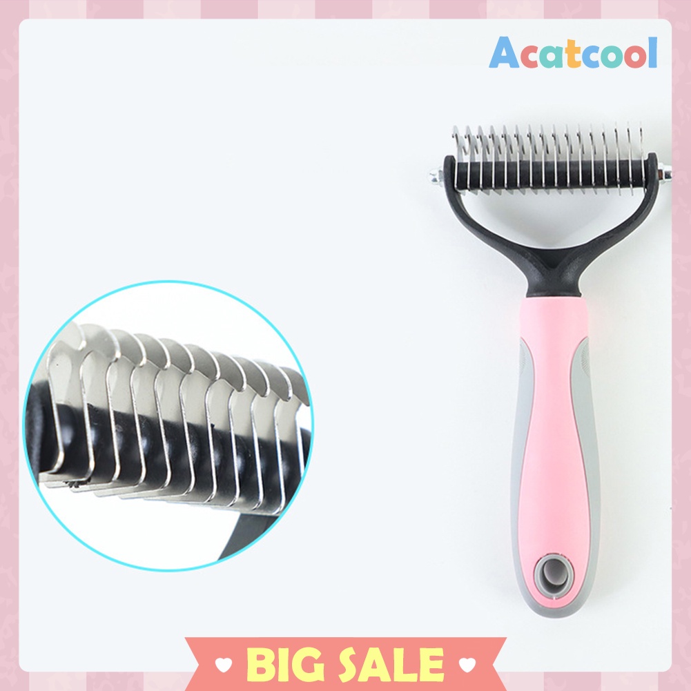 Hair Removal Comb for Dogs Cat Double-sided Detangler Dematting Pet Brush