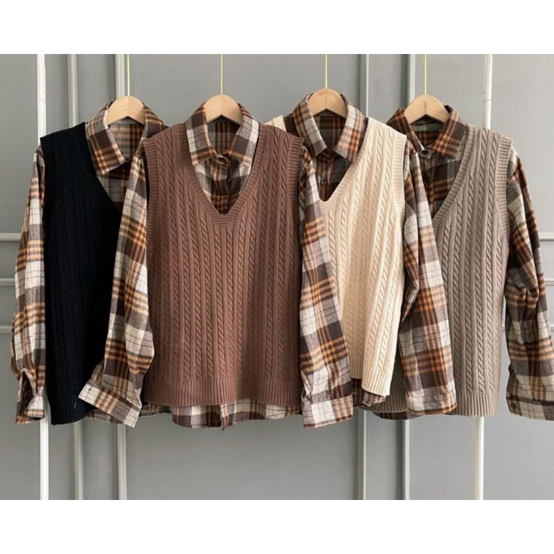 kemeja 2in1 vest