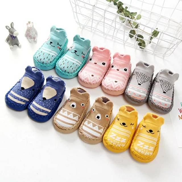 Pattern Moccasins Sepatu Bayi Prewalker Kaos Kaki Anak Import