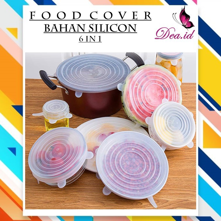 [DEASHOP] FOOD COVER SILIKON - STRETCH BOWL COVER LID SILICON - 6 IN 1 - TUTUP WADAH SERBAGUNA