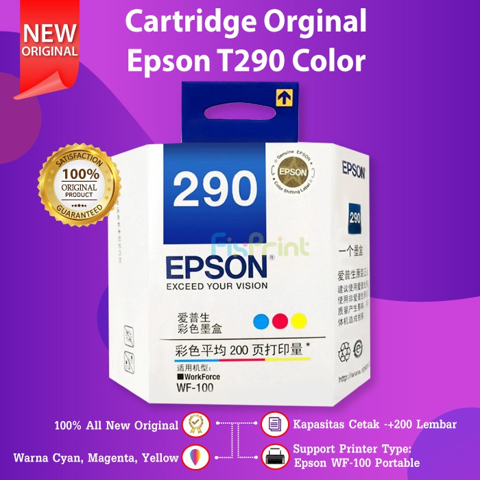 Epson 289 C13T289 Black C13T290 Color Cartridge Tinta Printer Workforce 100 WF100 Work Force WF-100