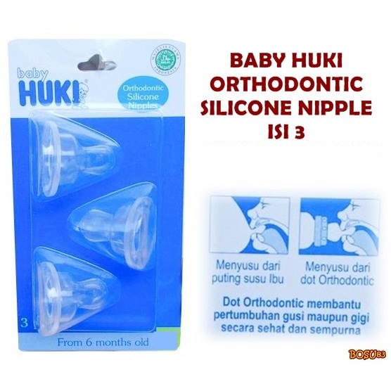 BOSU83 BABY HUKI ORTHODONTIC SILICONE NIPPLE ISI 3 NIPPLE HUKI