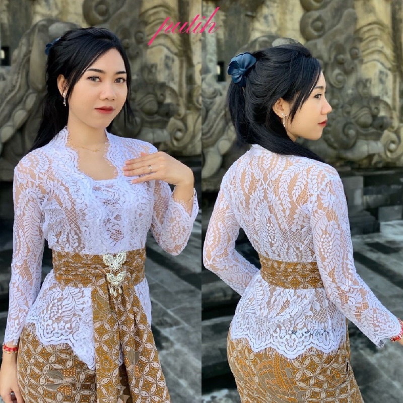 sale KEBAYA BALI JADI BROKAT SEMI PRANCIS PREMIUM SPECIAL WARNA PUTIH